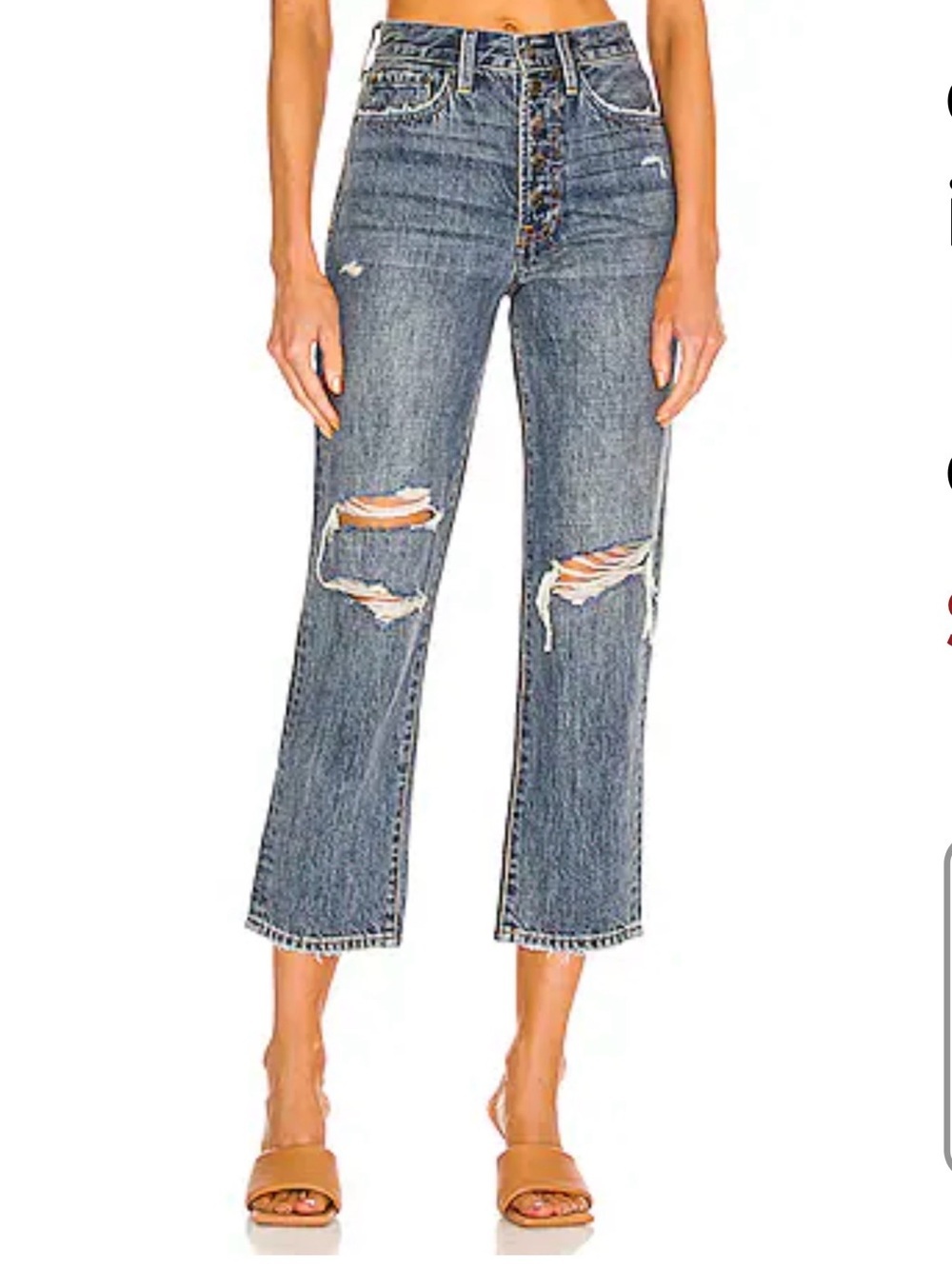 Pistola Charlie High Rise Exposed Button Fly Straight Crop Jeans